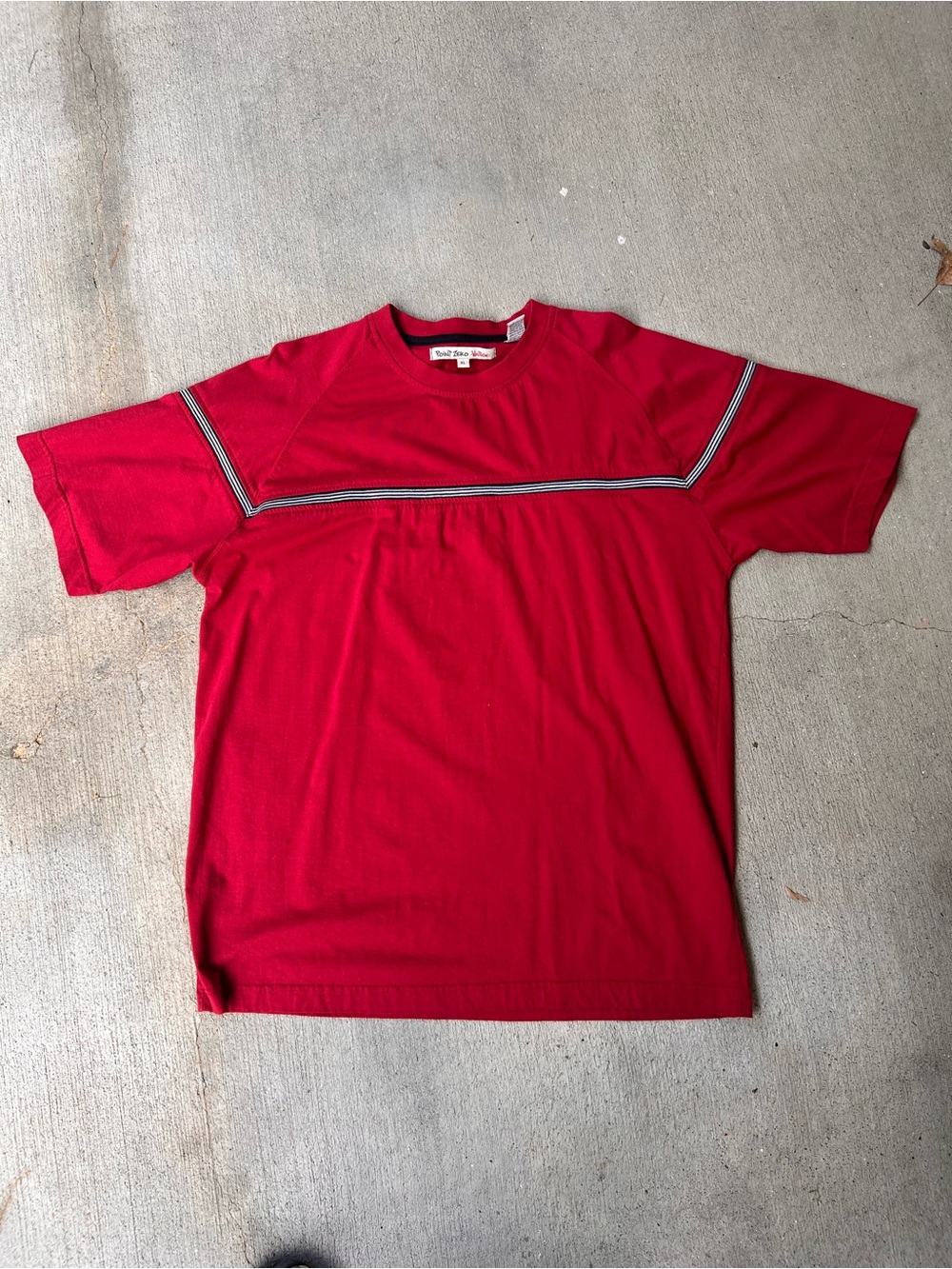 Point Zero Red Short Sleeve Tee with Contrast Stripe